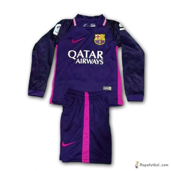 Camiseta Barcelona Replica Segunda Ropa ML Niños 2016/17 Purpura